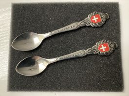 2 alte "ROLEX KAFFEELÖFFEL“ mit CH Wappen in Metalleinlage