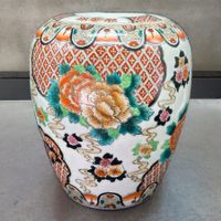 Grand vase chinois porcelaine peint à la main motif floral