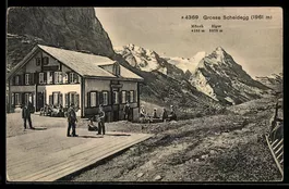AK Grosse Scheidegg, Hotel mit Terrasse, Mönch und Eiger