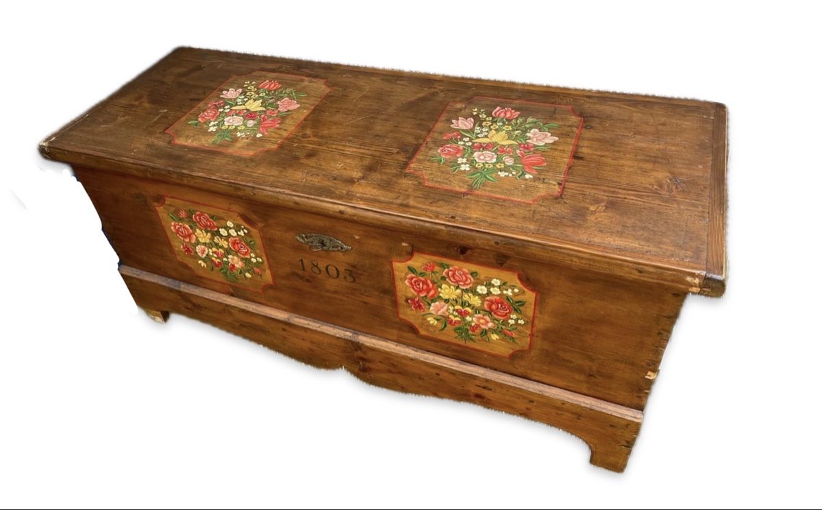 Cassapanche: Bauerntruhe mit Blumenmalerei – Usato da Luzern venduto da Fabian_Ni