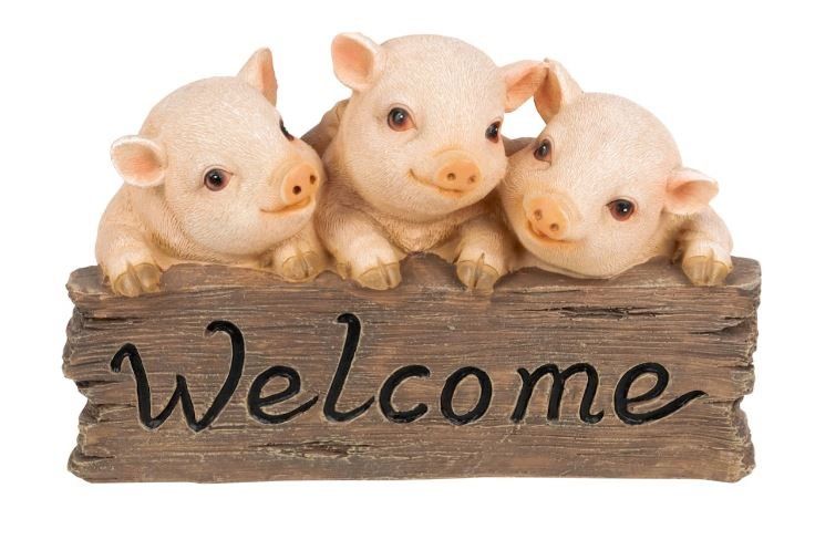 Statuette: Dekofigur Welcome Säuli (24 cm) – Nuovo e nell'imballaggio originale da Langenbruck venduto da Gumsi