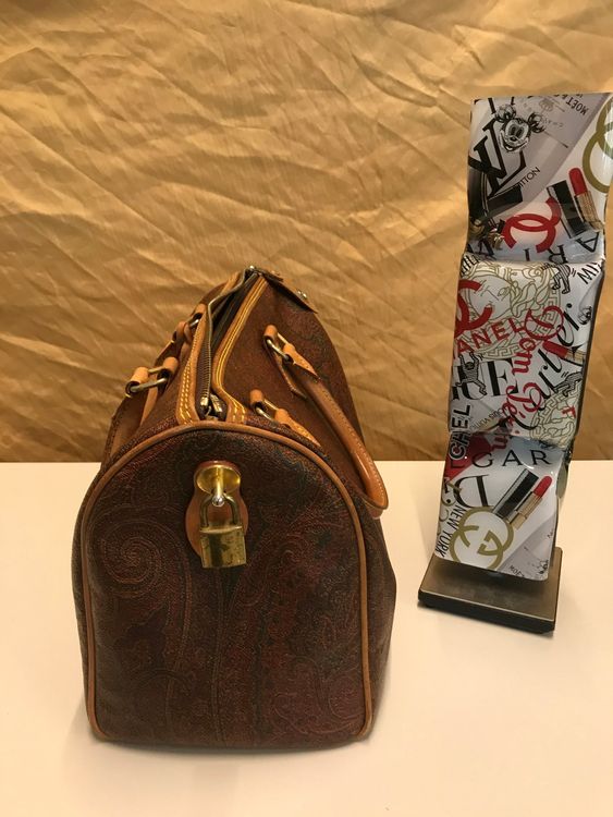 Etro Boston Bag 30 Paisley Canvas