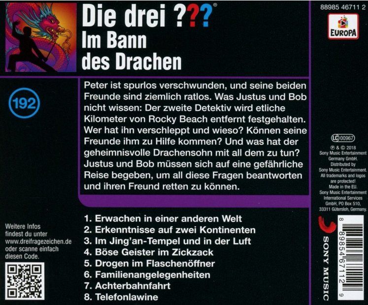 Audiolibri: Die drei ???  192/im Bann des Drachen CD – Nuovo e nell'imballaggio originale da Männedorf venduto da Molum 1