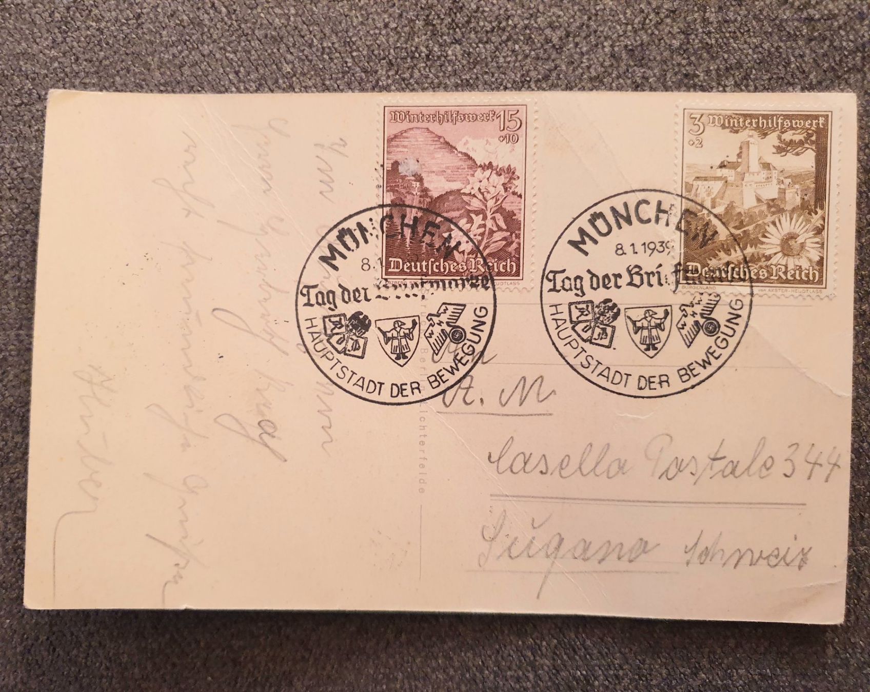Ansichtskarten: Postkarte WK2 1939 Lugano – Gebraucht aus Pregassona von eld_st6b 1