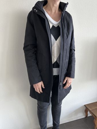 H&M Damen Leichter Mantel Gr. 38 Schwarz Kapuze