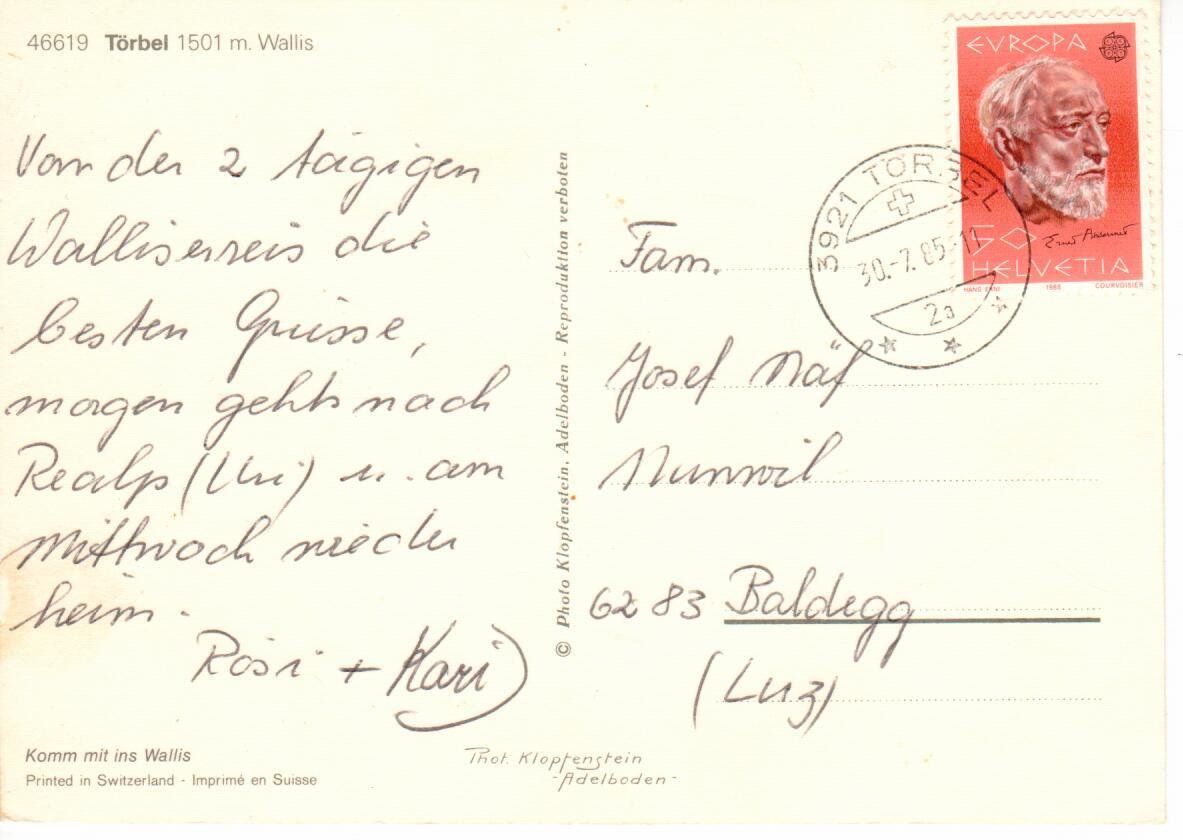 Cartoline postali: Törbel Wallis – Usato da Wolhusen venduto da Curver9 1