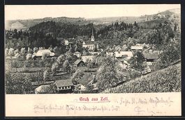 AK Zell /LU, Gesamtansicht mit Kirche