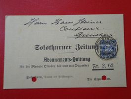 Vollstempel + Dokument 1907 SOLOTHURN FILIALE Quittung