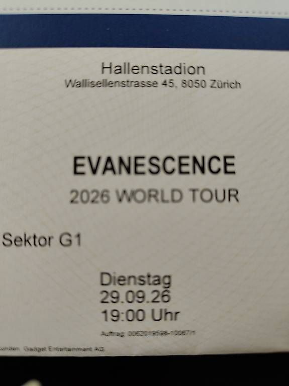 Biglietti: 2 billets Evanescance 29.9 Zürich – Nuovo e nell'imballaggio originale da Mathod venduto da fan_jqp9