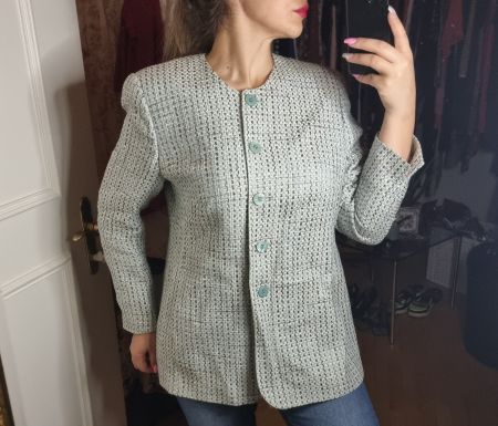Schicker Tweedblazer Gr. 46 türkis MADELEINE  Vintage
