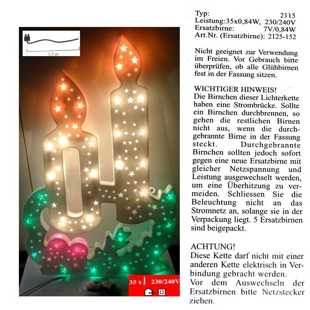Ghirlande e barre luminose: Fenster Silhouette Kerze – Nuovo e nell'imballaggio originale da Spreitenbach venduto da mario-shop.xs