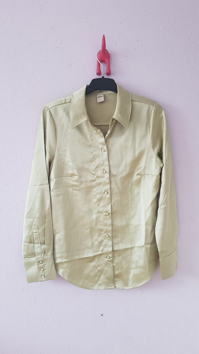 Zebra Camicette: Chemisier satiné vert ZEBRA taille S – Nuovo (secondo la descrizione) da Versoix venduto da aline_b