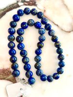 Natural color Lapis Lazuli Necklace 12mm TW 746 carats 50cm