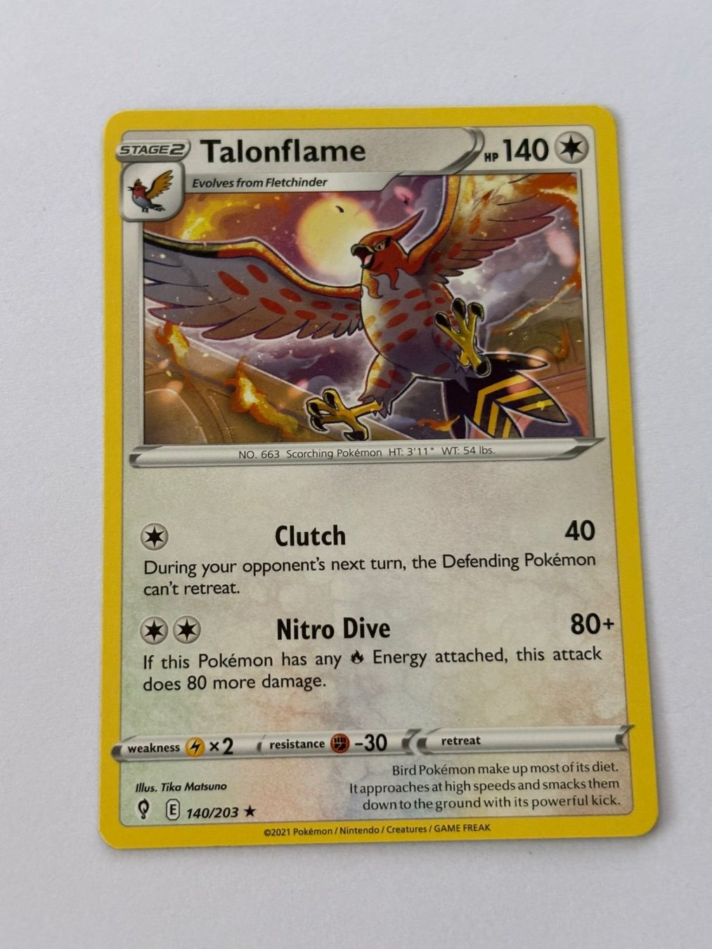Pokémon Carte collezionabili: Talonflame 140/203 – Usato da Herisau venduto da Seyashop_2