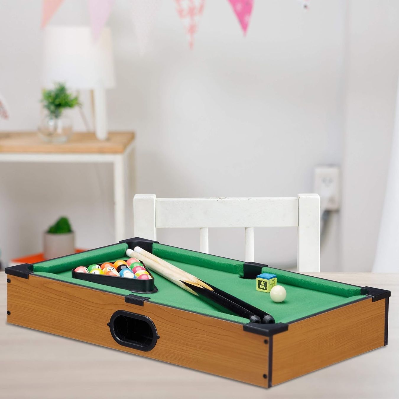 Billiardtische: Tischbillard, Billardtisch in Holz-Optik, mit 2 Queues – Neu und originalverpackt aus Bülach von StoreInShop.com 1