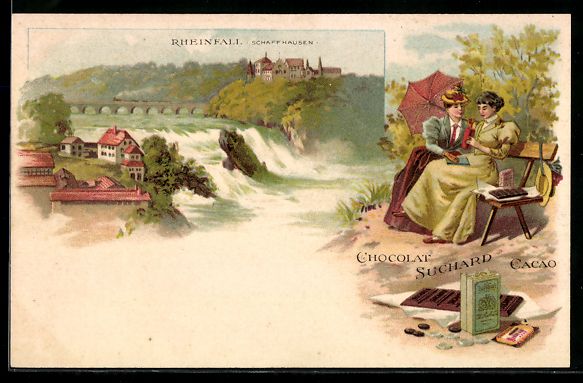 Ansichtskarten: Litho Schaffhausen, Rheinfall, Damen bei – Gebraucht aus Berlin von bartko-reher