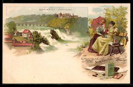 Litho Schaffhausen, Rheinfall, Damen bei