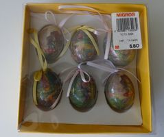 6er Set Osteranhänger Ostereier Retro Hasen Migros