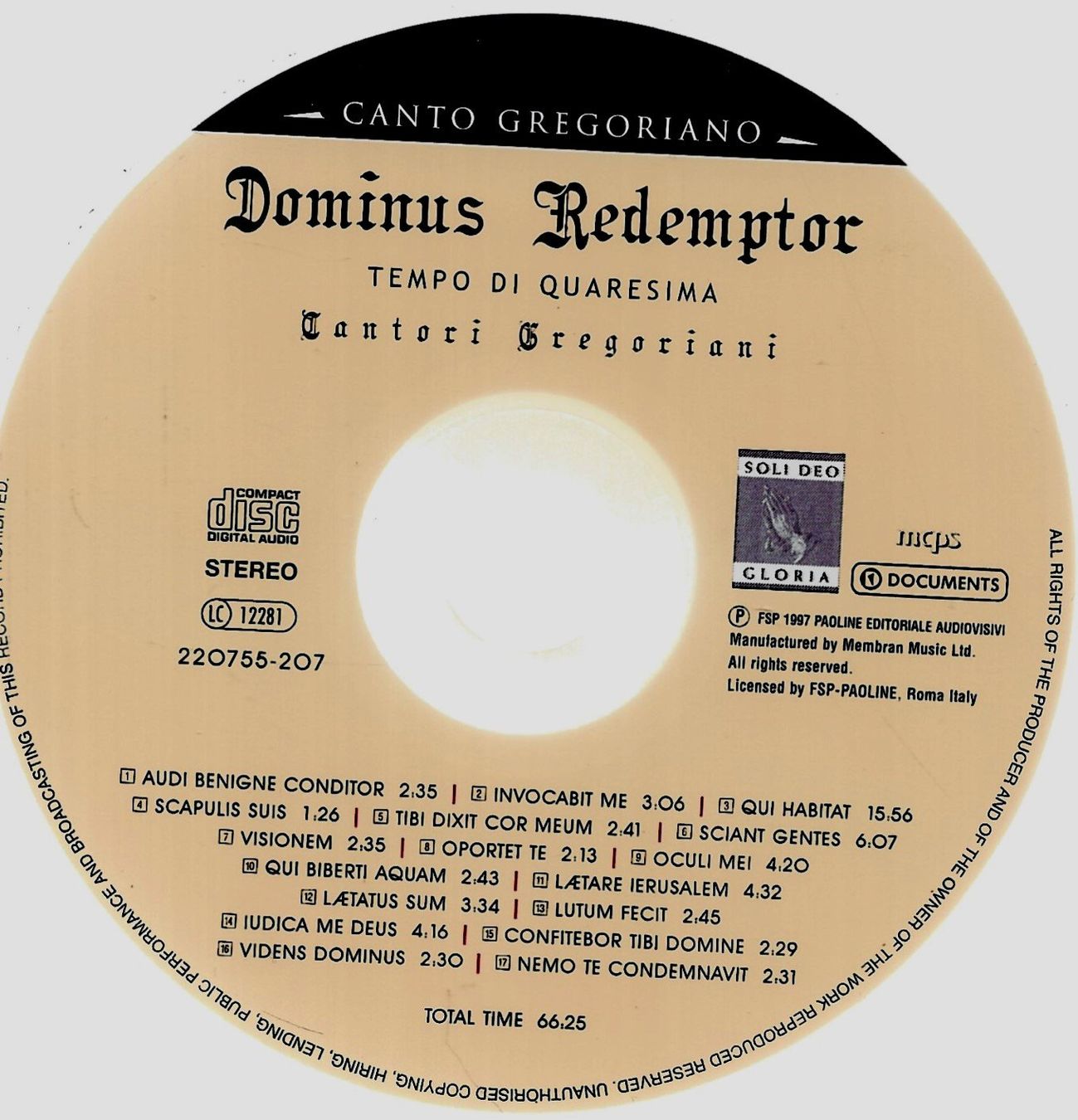 CDs: DOMINUS REDEMPTOR Canto Gregoriano Fulvio Rampi  Klassik CD – Gebraucht aus Kandergrund von Sososo 2