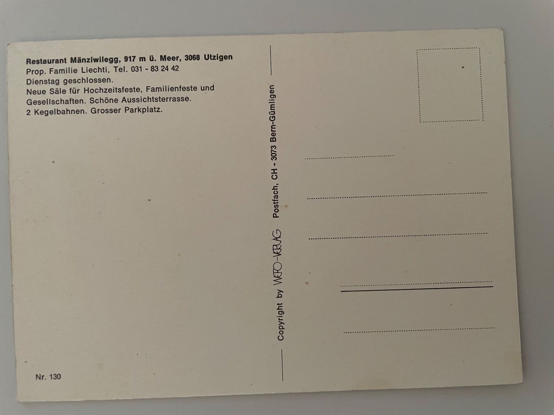 Cartoline postali: Alte Ansichtskarte Restaurant Mänziwilegg Utzigen – Nuovo (secondo la descrizione) da Stäfa venduto da riccardinho 1
