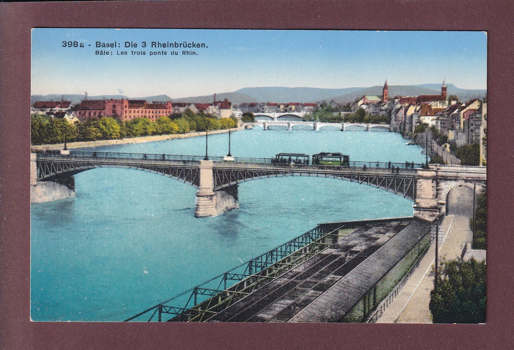Cartoline postali: BASEL - Die 3 Rheinbrücken - Tram – Usato da Pully venduto da nicecards