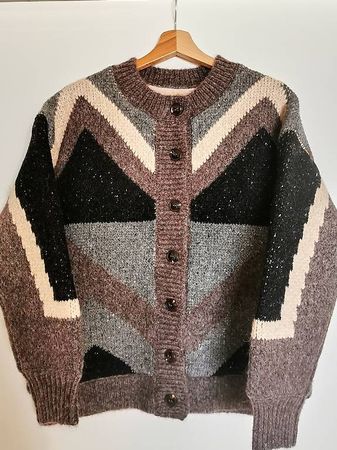 MAISON 123 VESTE EN MAILLE Motif Montagne, FEMME, TAILLE S