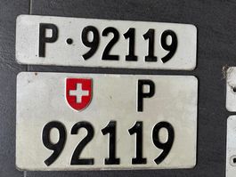 Paar Nummernschilder PTT Post 92119 antik f. Sammler