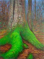 Original: Im Wald - Wurzelmoos; Öl auf Leinwand, 60x80cm