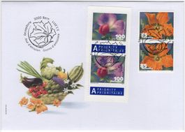 Zucchini und Kiefelerbse Marken Paare auf illustriertem FDC