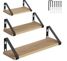 3er Set Wandregal Cowell Industrial Holz hell, Eiche Sonoma