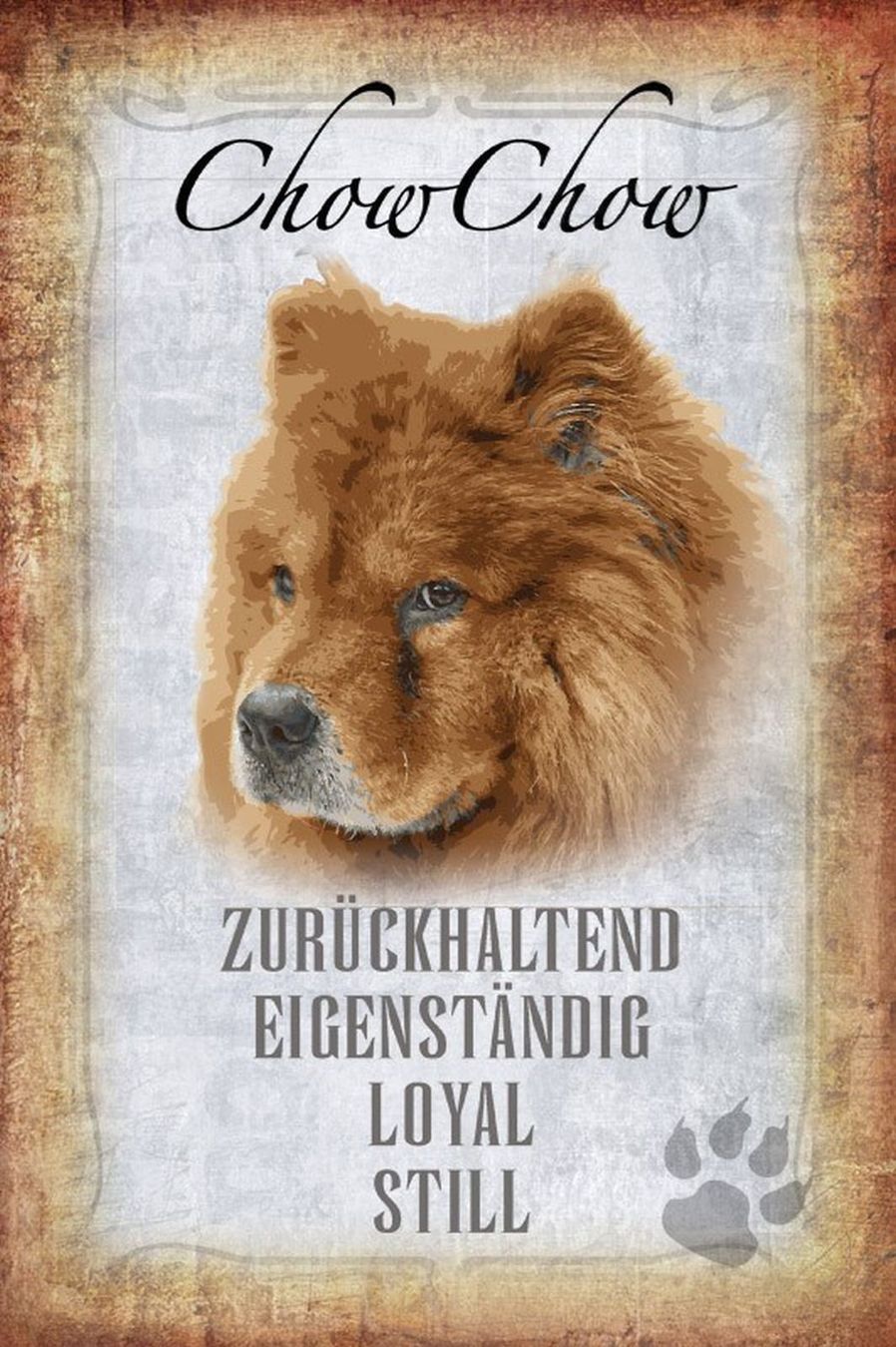 Insegne: Blechschild-STECKBRIEF CHOW CHOW – Nuovo e nell'imballaggio originale da Rupperswil venduto da big-one-sale