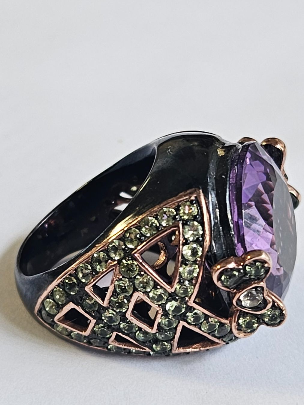 Anelli: Ring mit Amethyst und Peridot, Roségold, Silber – Nuovo (secondo la descrizione) da Zürich venduto da Bieter04 3