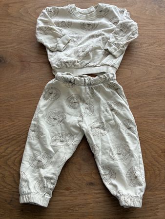 Kinder Set Pullover Hose Grösse 80 Löwenprint Cremeweiss