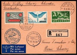 CH - Flugpost - Sonderflug - SF 38.4b - Stockholm und zurück