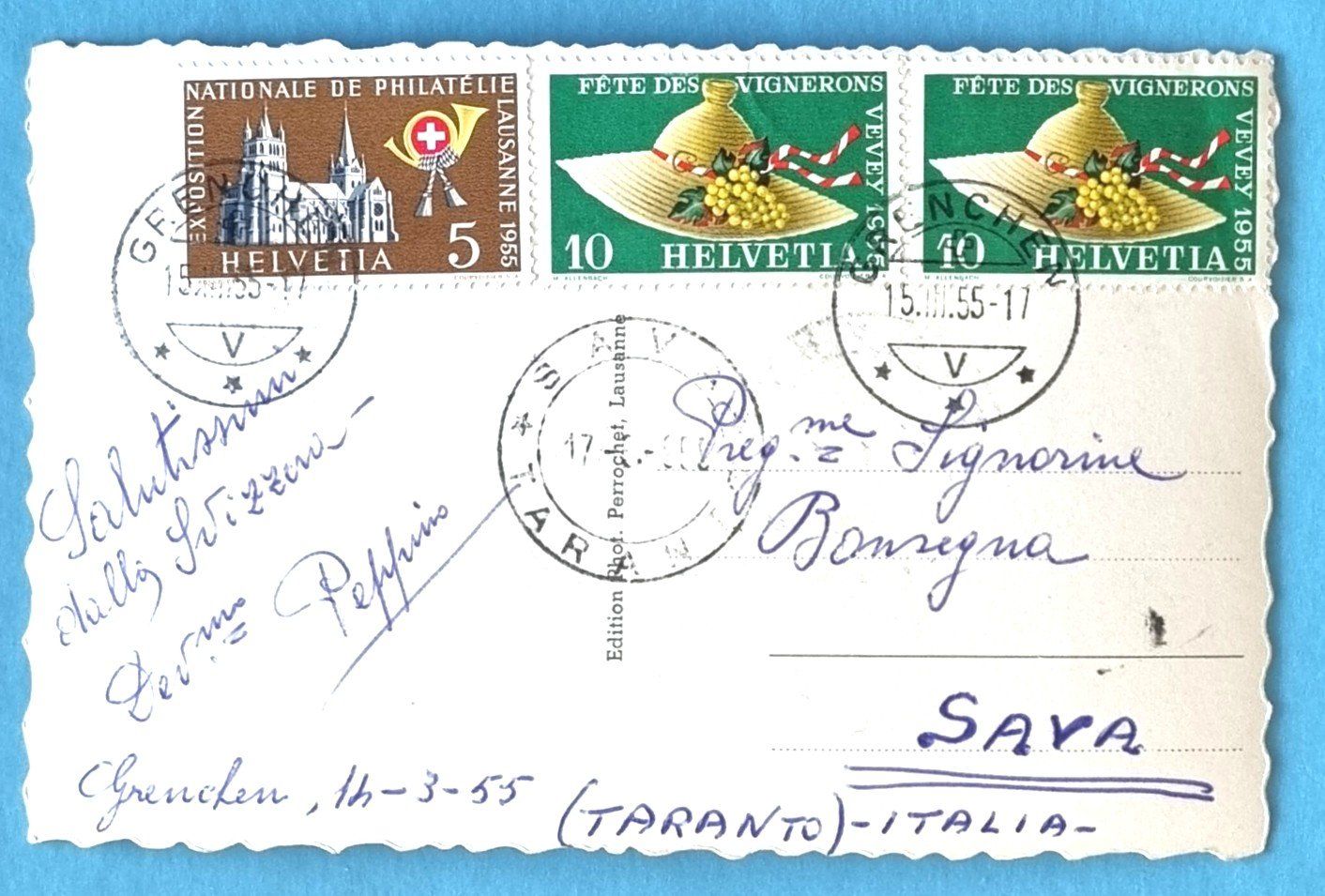 Cartoline postali: Grenchen-Süd - Bahnhof SBB - Eisenbahn - 1955 – Usato da Rothrist venduto da RROENK 1
