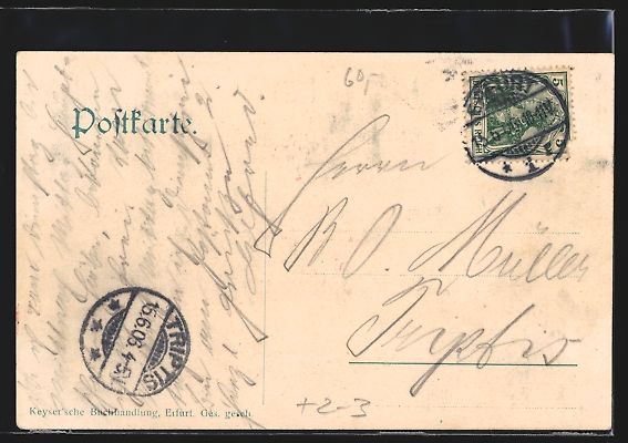 Cartoline postali: Erfurt, Kaiserliches Postamt, Postbote m – Usato da Berlin venduto da bartko-reher 1
