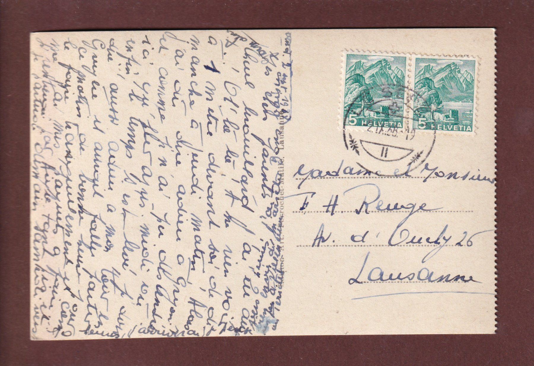 Cartoline postali: LE SEPEY - Dents du Midi - 1938 – Usato da Pully venduto da nicecards 1