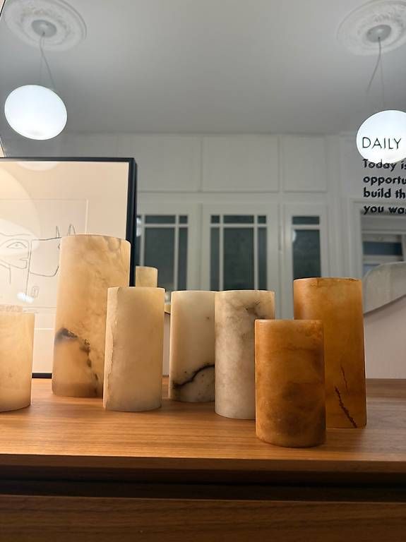 Portacandele: Alabaster Teelichthalter Zylinder div. Grössen – Nuovo e nell'imballaggio originale da St. Gallen venduto da Alina.33 3