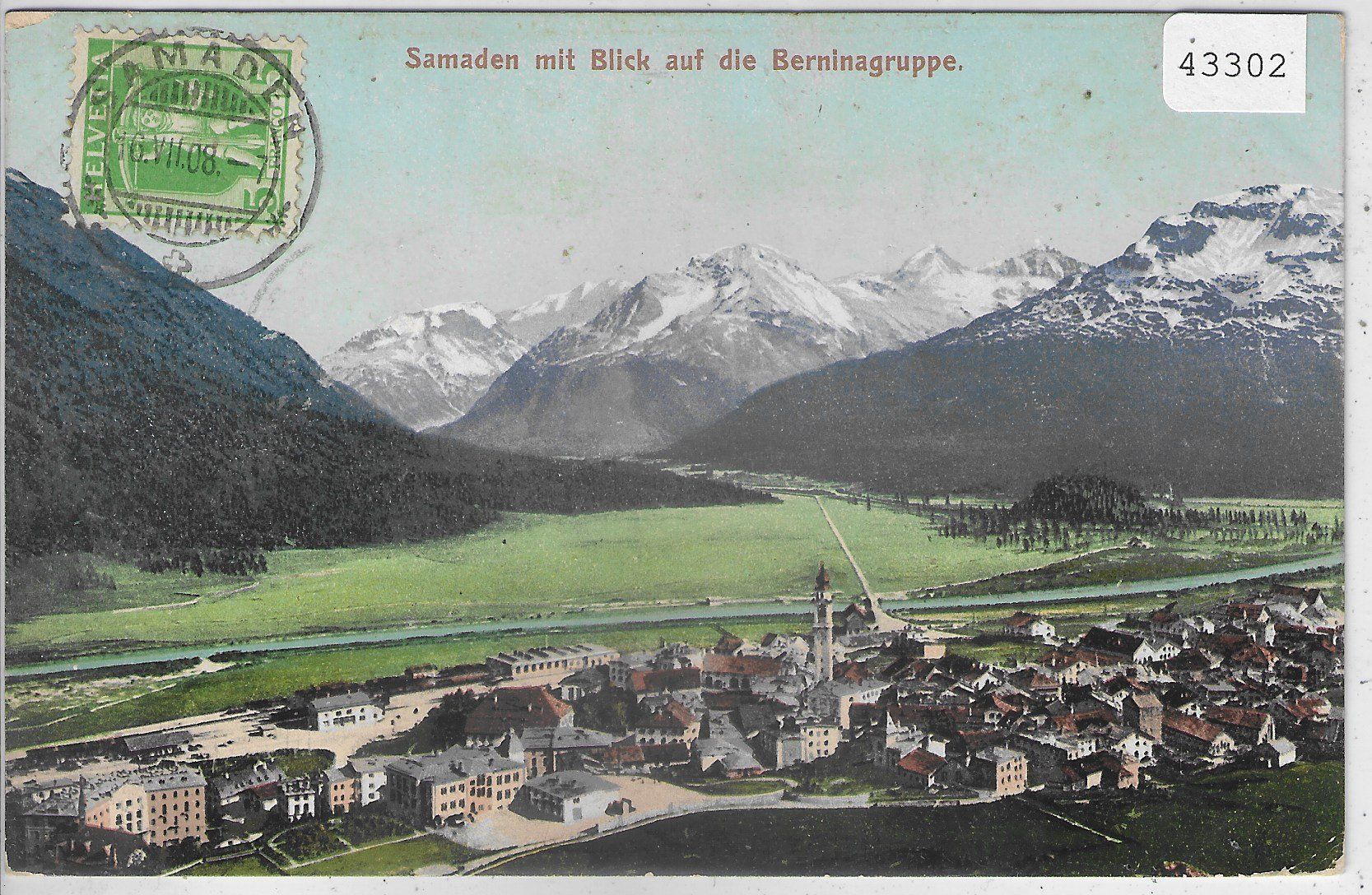 Cartoline postali: Samaden mit Blick auf die Berninagruppe - Litho – Usato da Ettingen venduto da Kartenplanet