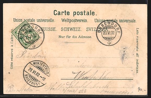 Ansichtskarten: Litho Dübendorf, Wirtschaft zur Waldman – Gebraucht aus Berlin von bartko-reher 1