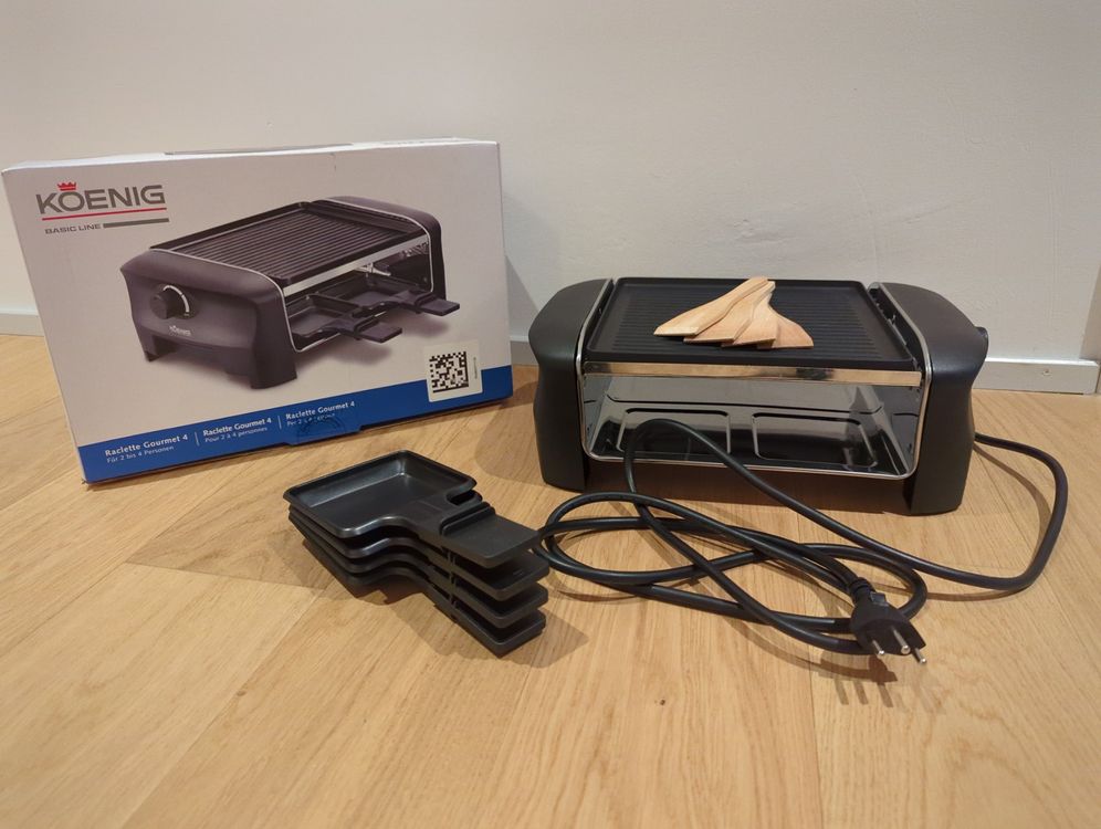 Raclette-Gerät mit Grill inkl. 4 Pfännchen + 4 Holzschaber (Neu und ...