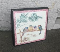 ANTIK Untersetzer m Keramikfliese KANARIENVÖGEL bemalt 31x31