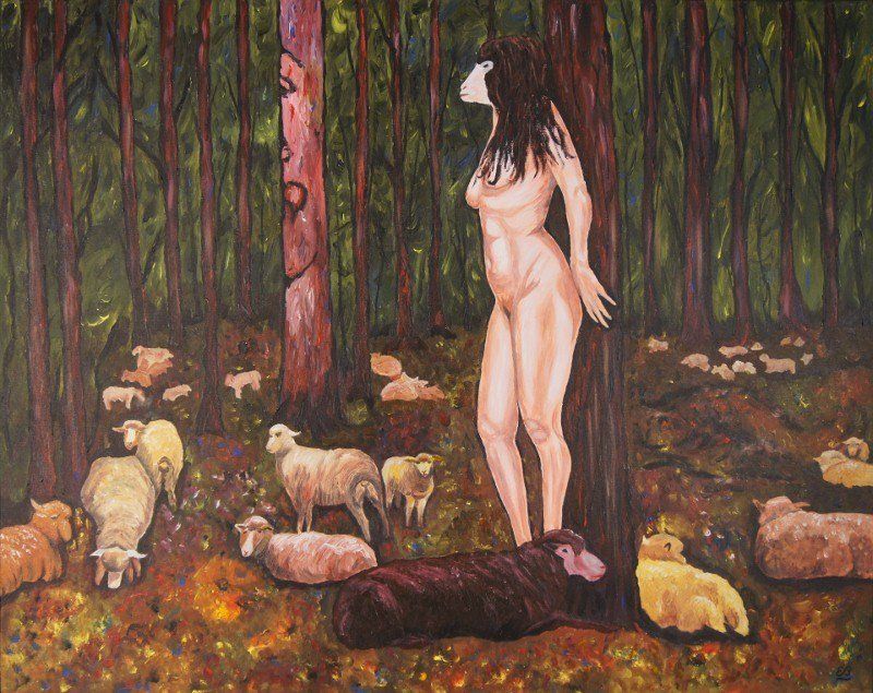 Gemälde: Grosses Gemälde: The black sheep – Neu (gemäss Beschreibung) aus Fribourg von erw_68dx