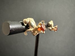 Silber Ohrstecker mit Granat 925, Froschkönig