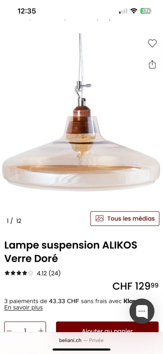 Beliani Lustres & lampes de plafonds: Lampe – Neuf avec emballage d'origine à Villars-sur-Glâne par sar_p8lg
