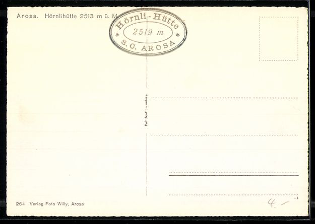 Cartoline postali: AK Arosa, Hörnlihütte – Usato da Berlin venduto da bartko-reher 1