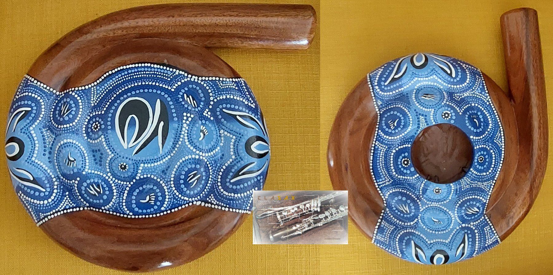 Musikinstrumente: Monky5 - Hole Didgeridoo Mahagoni/Aboriginalmuster + Tasche – Neu und originalverpackt aus Rotkreuz von CLASAX 1