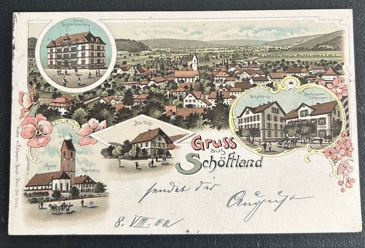 Ansichtskarten: Gruss aus Schöftland Litho  – Gebraucht aus Horw von Tellbub