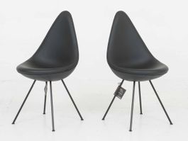 Arne Jacobsen Drop Chair / Stuhl von Fritz Hansen in Leder