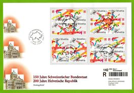 1998 FDC Bundesstaat 4 versch. Viererbl Luxusbrief SBK 130.-